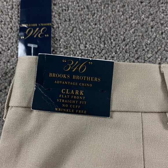 Brooks Brothers Advantage Chino Clark Pants Mens 40x30 Khaki Flat Front Straight - Picture 8 of 15